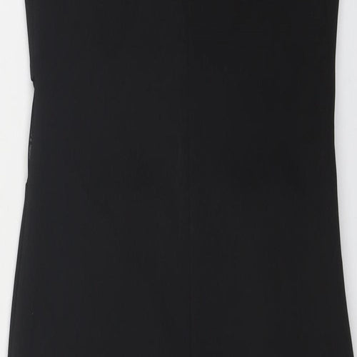 Miss Selfridge Womens Black Polyester Slip Dress Size 8 Scoop Neck Pullover