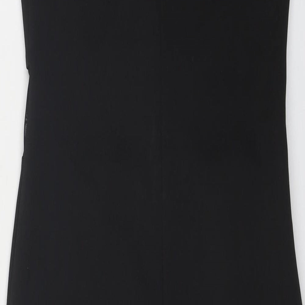 Miss Selfridge Womens Black Polyester Slip Dress Size 8 Scoop Neck Pullover