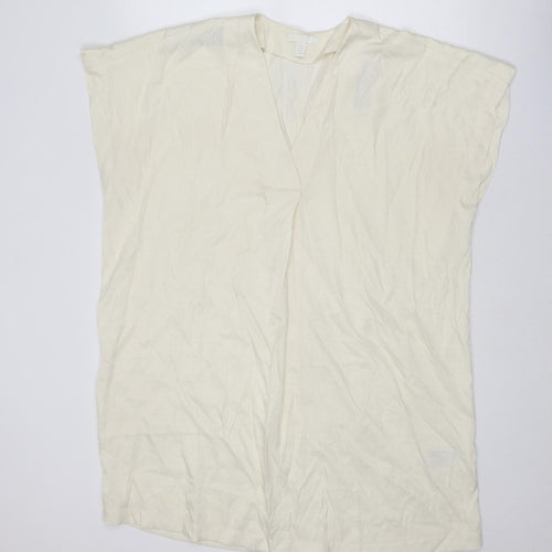 H&M Womens Ivory Polyester Trapeze & Swing Size XS V-Neck Pullover