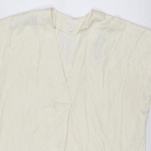 H&M Womens Ivory Polyester Trapeze & Swing Size XS V-Neck Pullover
