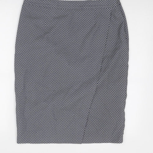 NEXT Womens Blue Geometric Polyester Straight & Pencil Skirt Size 14 Zip
