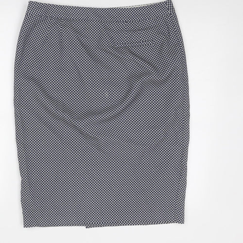 NEXT Womens Blue Geometric Polyester Straight & Pencil Skirt Size 14 Zip