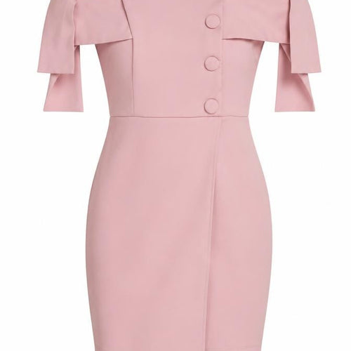 ASOS Womens Pink Polyester Mini Size 6 Off the Shoulder Zip - Tie Sleeve Detail