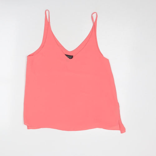 Topshop Womens Pink Polyester Basic Tank Size 12 V-Neck