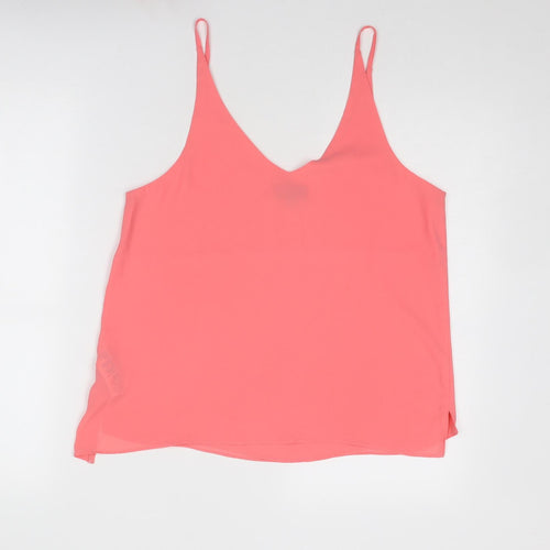 Topshop Womens Pink Polyester Basic Tank Size 12 V-Neck