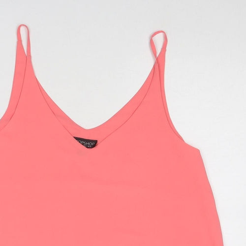 Topshop Womens Pink Polyester Basic Tank Size 12 V-Neck