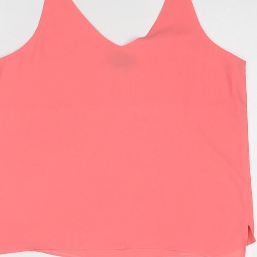 Topshop Womens Pink Polyester Basic Tank Size 12 V-Neck