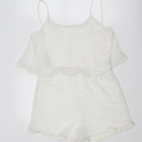MRP Womens White Polyester Playsuit One-Piece Size 16 Button