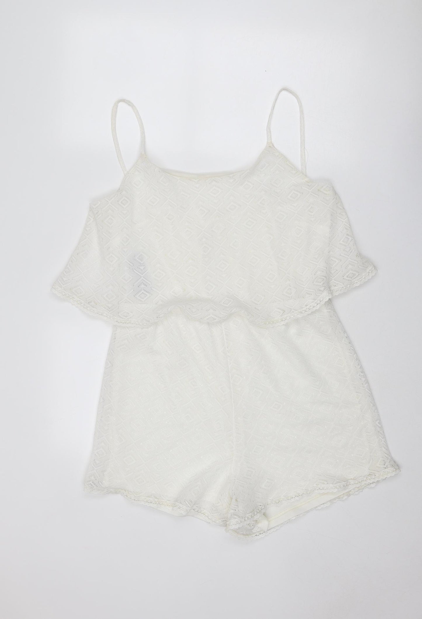 MRP Womens White Polyester Playsuit One-Piece Size 16 Button