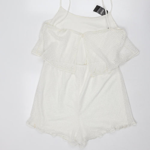 MRP Womens White Polyester Playsuit One-Piece Size 16 Button
