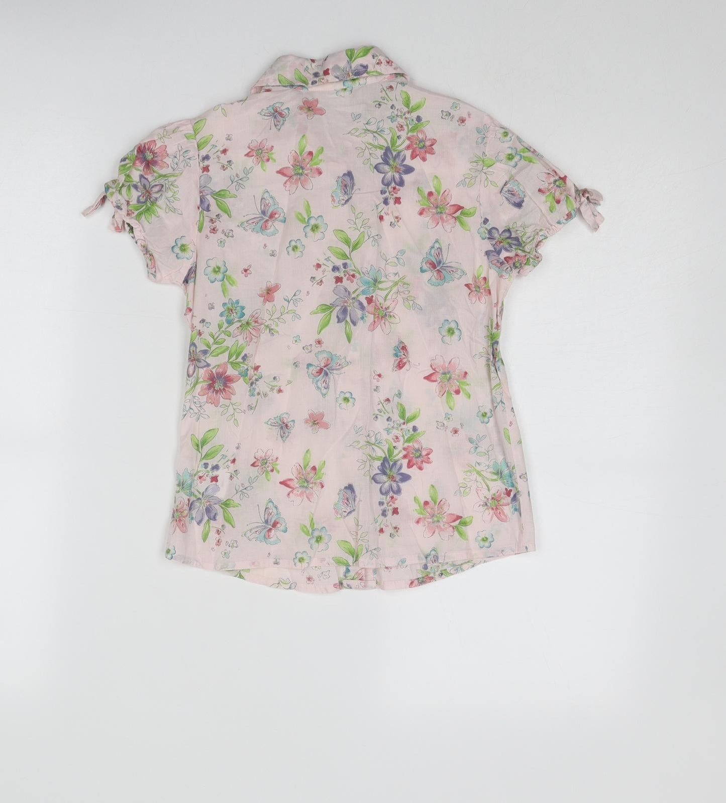 NEXT Girls Pink Geometric Cotton Basic Button-Up Size 9 Years Collared Button