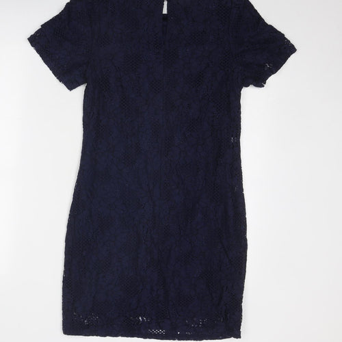Dorothy Perkins Womens Blue Cotton Shift Size 10 Boat Neck Button