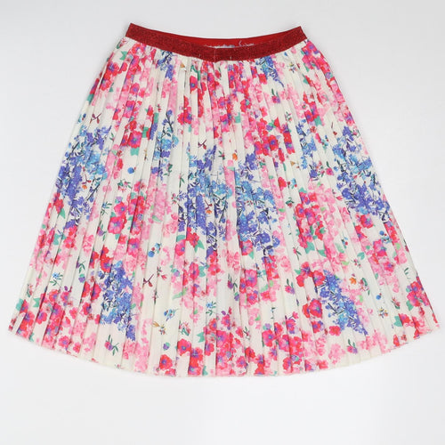 Zara Girls Multicoloured Floral Polyester A-Line Skirt Size 13-14 Years Regular Pull On