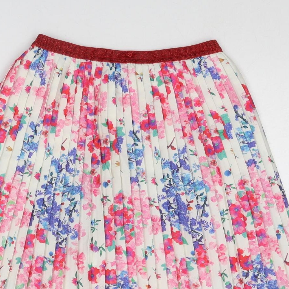 Zara Girls Multicoloured Floral Polyester A-Line Skirt Size 13-14 Years Regular Pull On
