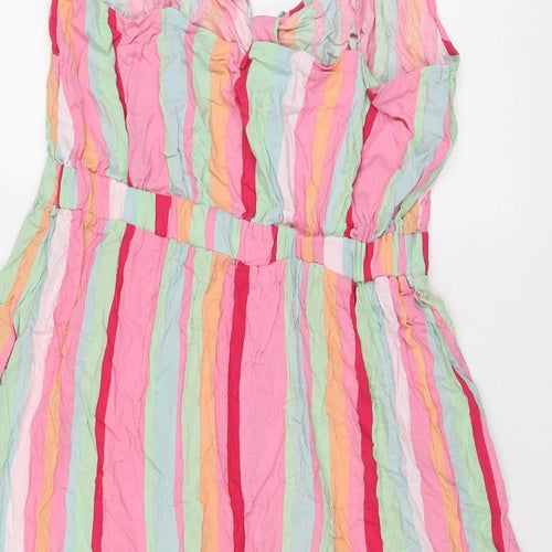 Red Herring Womens Multicoloured Striped Viscose Tank Dress Size 14 V-Neck Pullover
