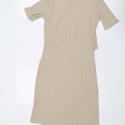 H&M Womens Beige Viscose T-Shirt Dress Size S Round Neck Pullover