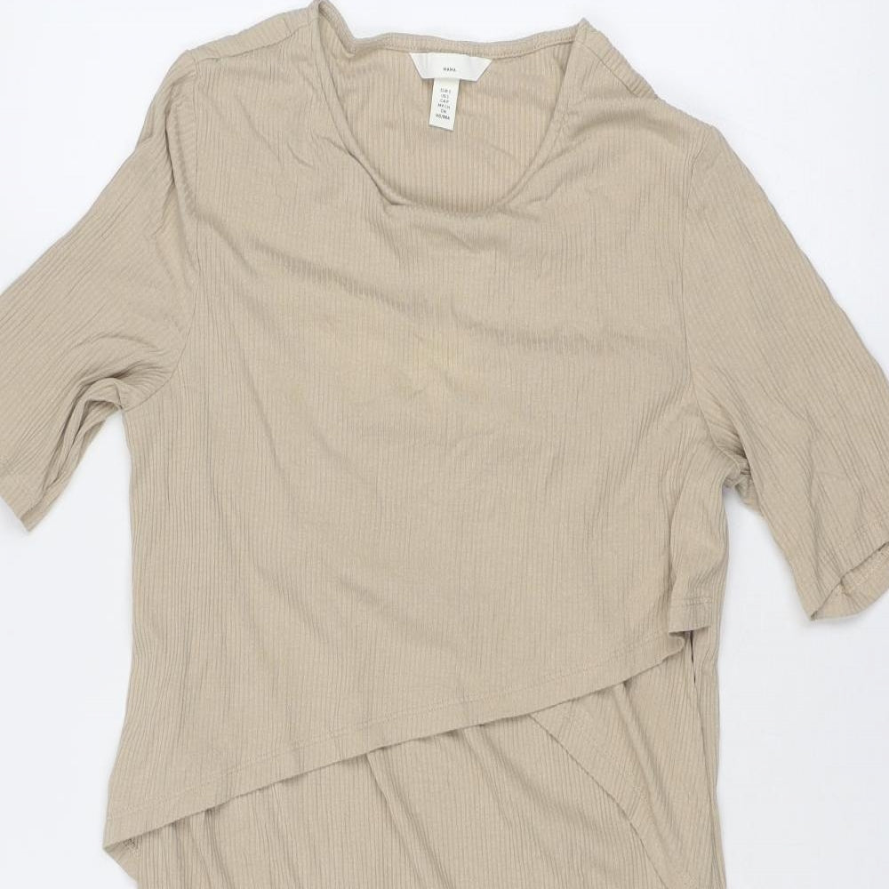 H&M Womens Beige Viscose T-Shirt Dress Size S Round Neck Pullover