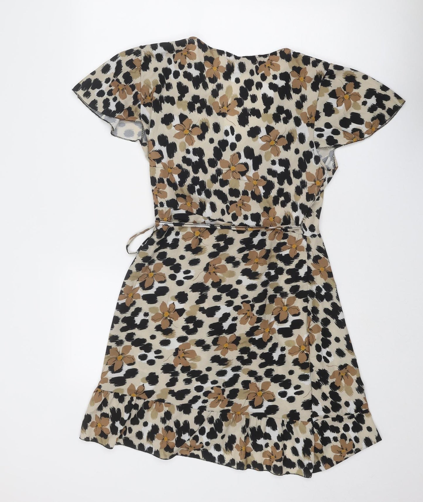 Boohoo Womens Multicoloured Floral Polyester Wrap Dress Size 14 V-Neck Tie