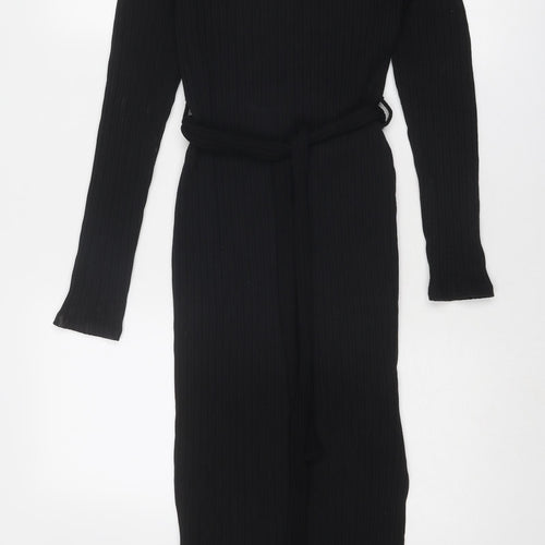 H&M Womens Black Cotton A-Line Size 8 Square Neck Pullover