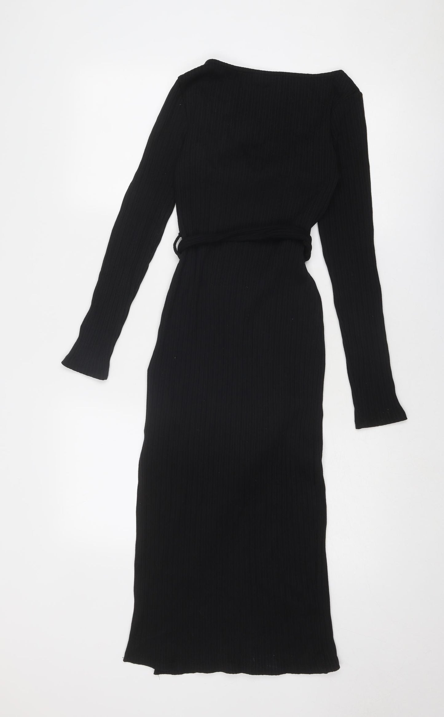 H&M Womens Black Cotton A-Line Size 8 Square Neck Pullover