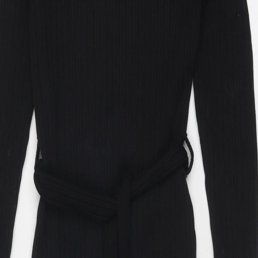 H&M Womens Black Cotton A-Line Size 8 Square Neck Pullover