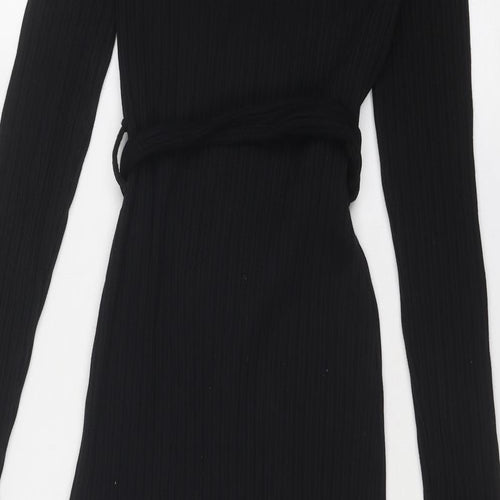 H&M Womens Black Cotton A-Line Size 8 Square Neck Pullover