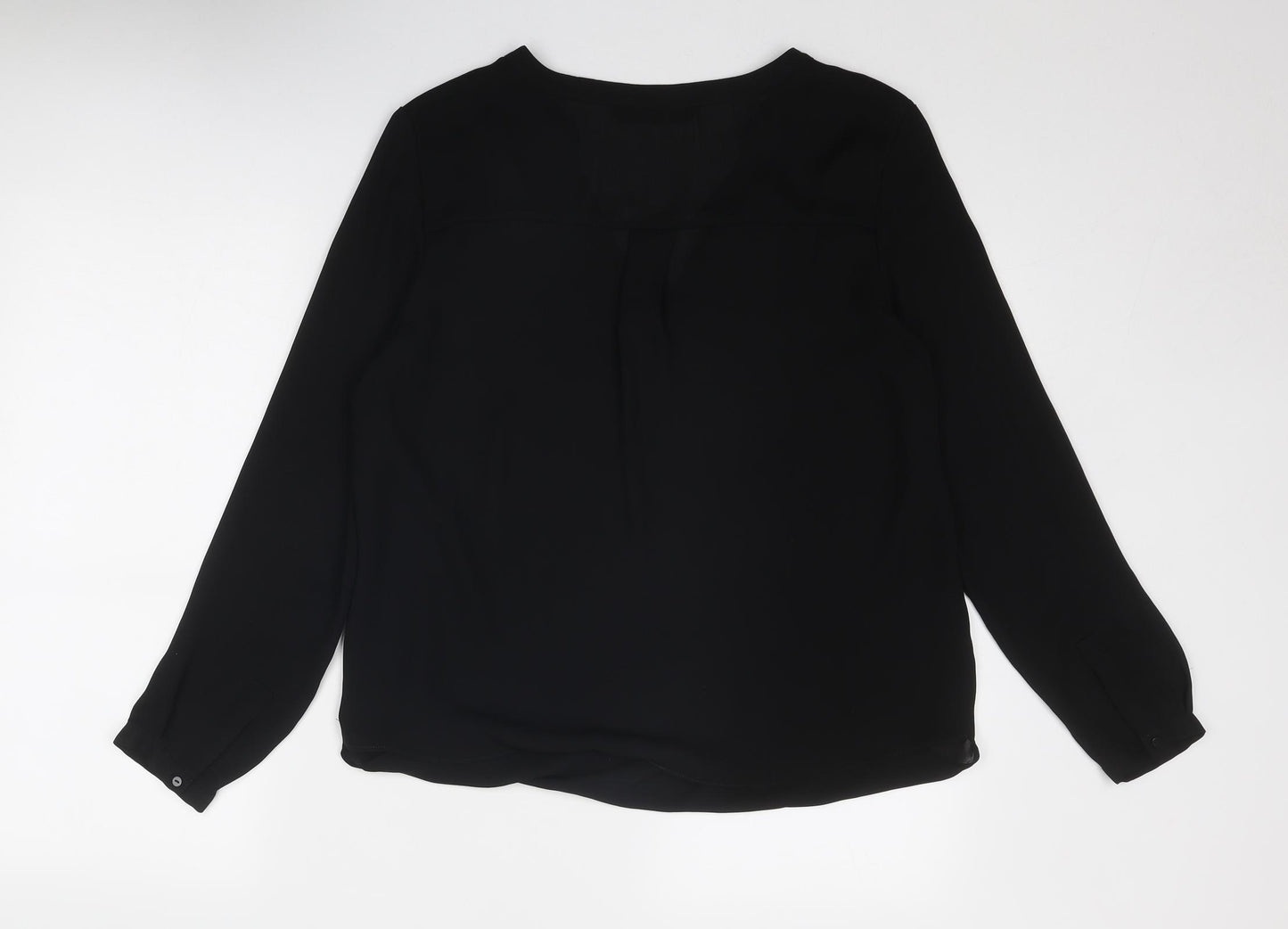 Zara Womens Black Polyester Basic Blouse Size M V-Neck
