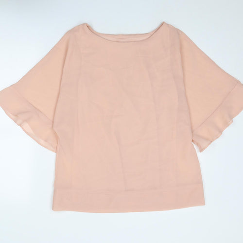 Capsule Womens Pink Polyester Basic Blouse Size 12 Boat Neck