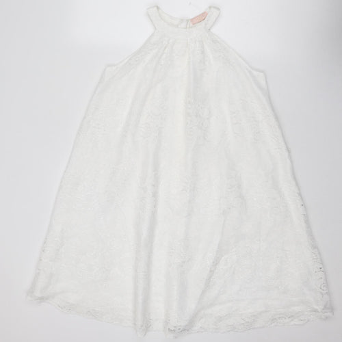 Lipsy Girls White Polyester A-Line Size 13 Years Round Neck Zip