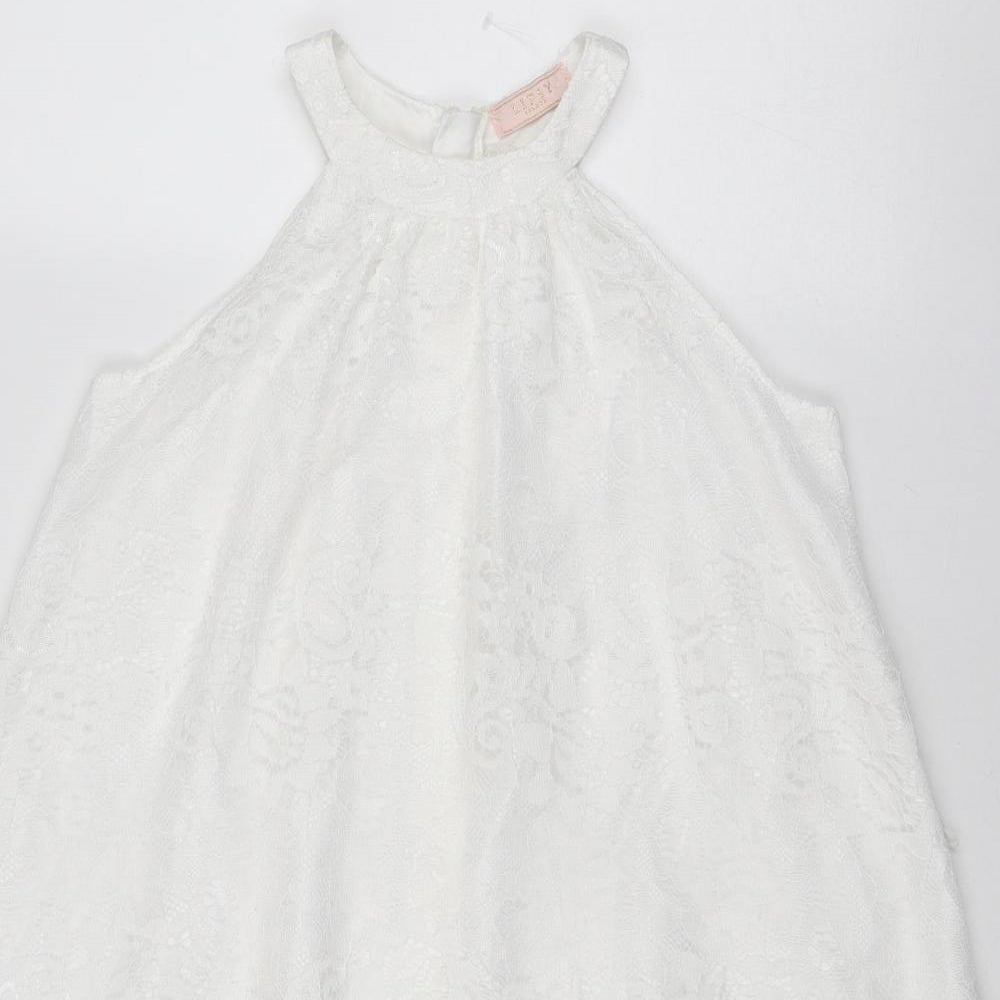 Lipsy Girls White Polyester A-Line Size 13 Years Round Neck Zip