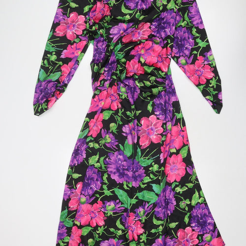 Zara Womens Multicoloured Floral Polyester Trapeze & Swing Size M Round Neck Zip