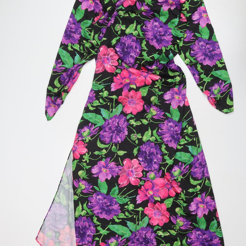 Zara Womens Multicoloured Floral Polyester Trapeze & Swing Size M Round Neck Zip