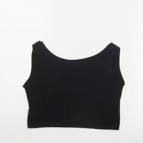 PRETTYLITTLETHING Womens Black Polyester Cropped Tank Size 8 Scoop Neck