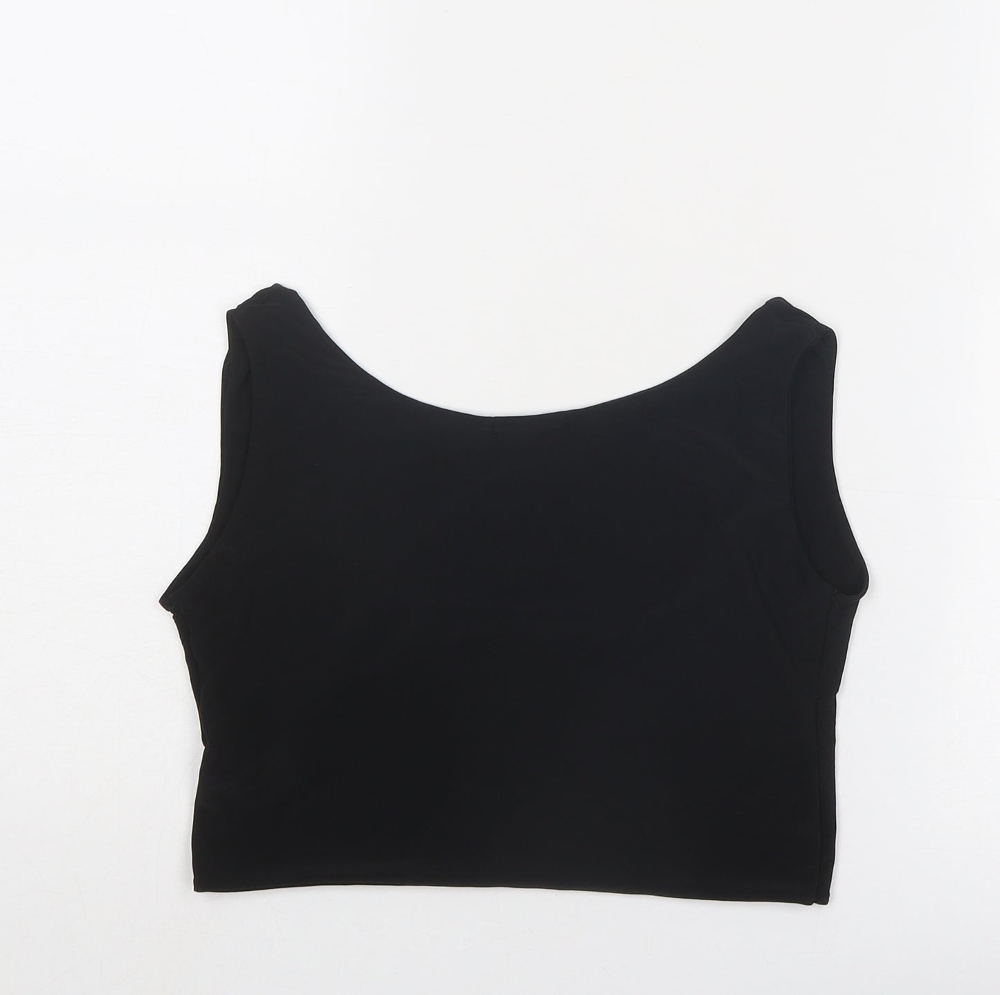 PRETTYLITTLETHING Womens Black Polyester Cropped Tank Size 8 Scoop Neck