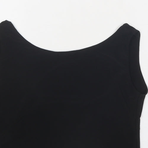 PRETTYLITTLETHING Womens Black Polyester Cropped Tank Size 8 Scoop Neck