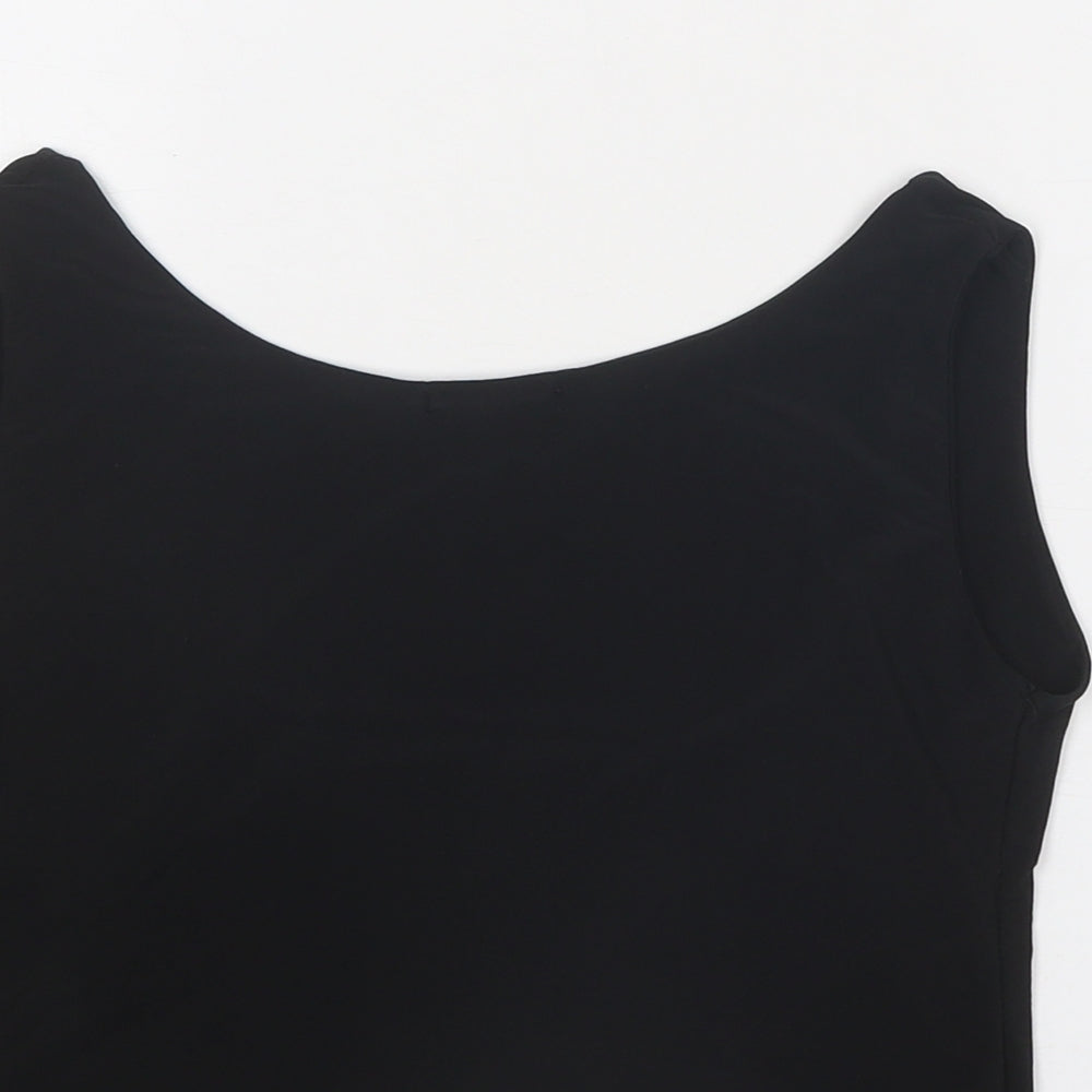 PRETTYLITTLETHING Womens Black Polyester Cropped Tank Size 8 Scoop Neck