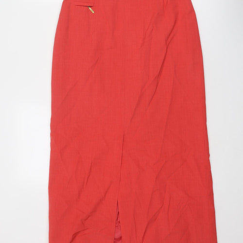 Basler Women's Red Wool Long A-Line Skirt Size 30 in
