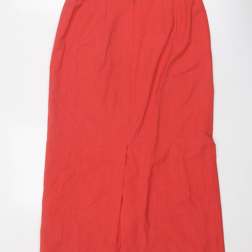 Basler Women's Red Wool Long A-Line Skirt Size 30 in
