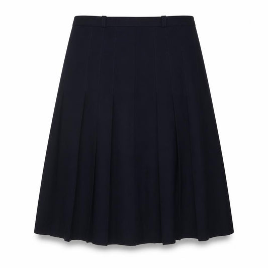Front view of Brendella women’s blue polyester swing skirt, size UK 30, in zip