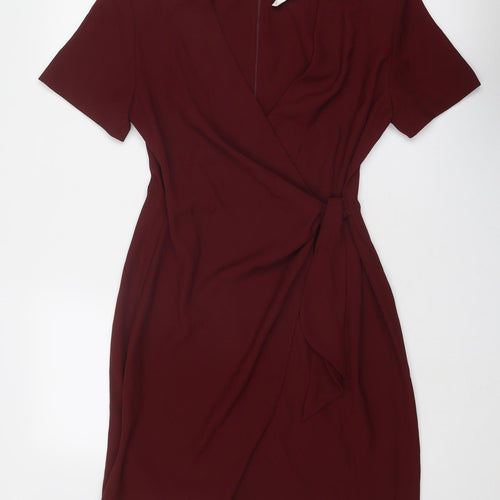 Braemar Womens Red Polyester Shift Size 8 V-Neck Zip