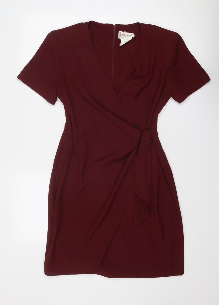 Braemar Womens Red Polyester Shift Size 8 V-Neck Zip