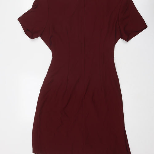 Braemar Womens Red Polyester Shift Size 8 V-Neck Zip
