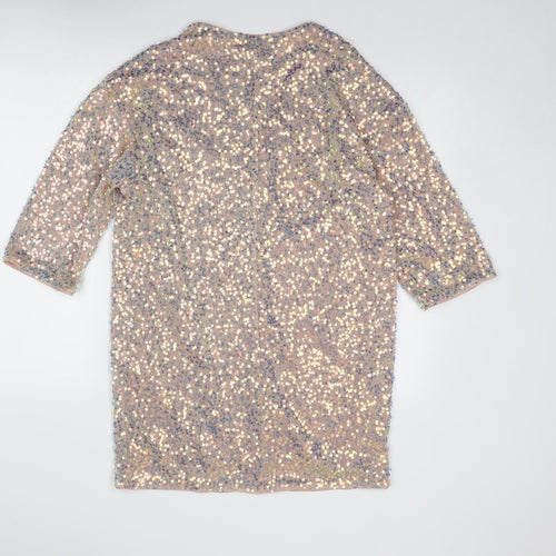 H&M Womens Multicoloured Polyester A-Line Size S V-Neck Pullover