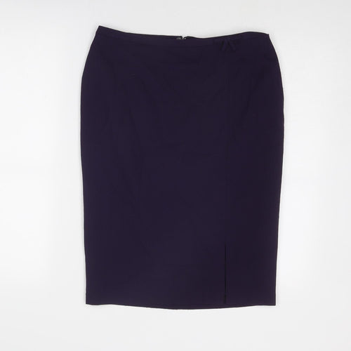 Marks and Spencer Womens Purple Polyester A-Line Skirt Size 10 Zip