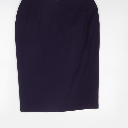 Marks and Spencer Womens Purple Polyester A-Line Skirt Size 10 Zip