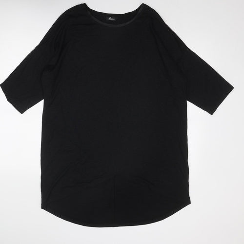Yours Womens Black Polyester Basic T-Shirt Size 20 Round Neck - Asymmetric Hem