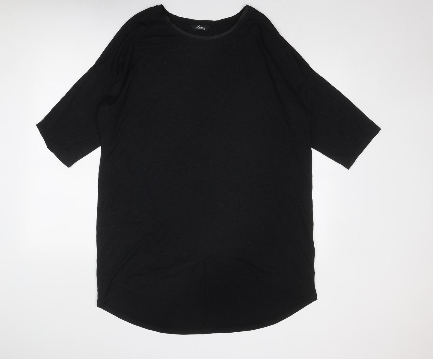 Yours Womens Black Polyester Basic T-Shirt Size 20 Round Neck - Asymmetric Hem