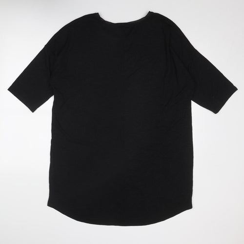 Yours Womens Black Polyester Basic T-Shirt Size 20 Round Neck - Asymmetric Hem