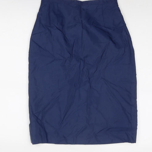St Michael Womens Blue Nylon A-Line Skirt Size 26 in Zip