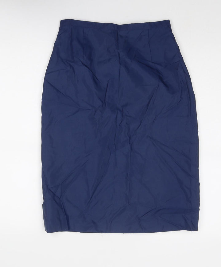 St Michael Womens Blue Nylon A-Line Skirt Size 26 in Zip